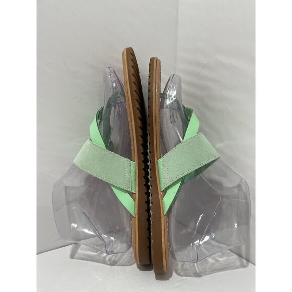 Sorel Sandal Ella Flip Flop Leather Sandal Women’s Green Thong size 7-7.5 - Picture 2 of 5